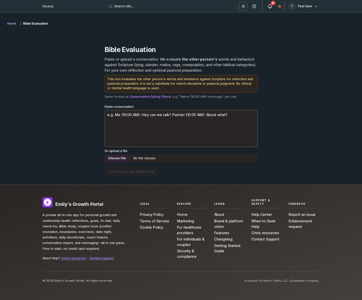 Screenshot: Bible Evaluation