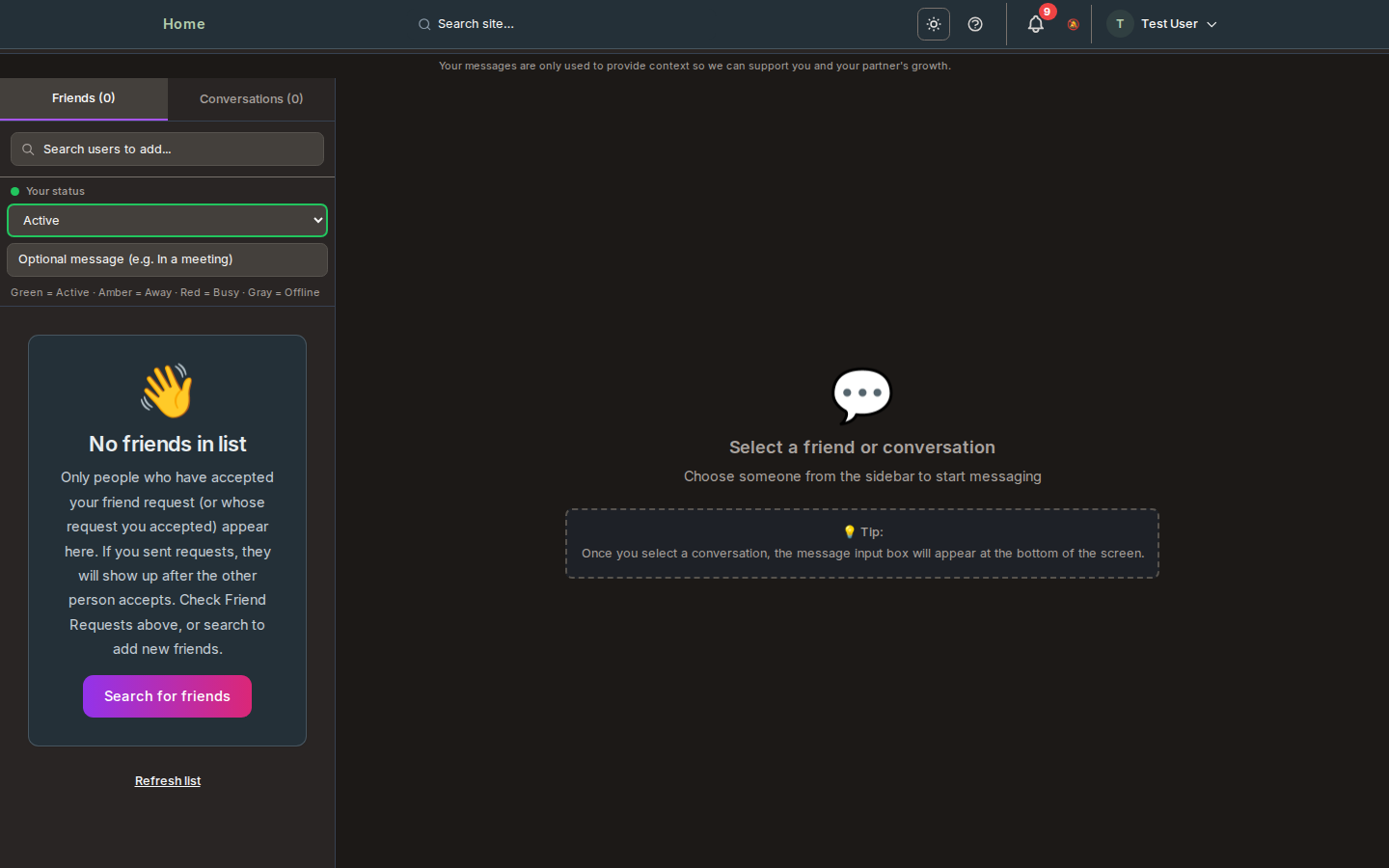 Screenshot: Messages