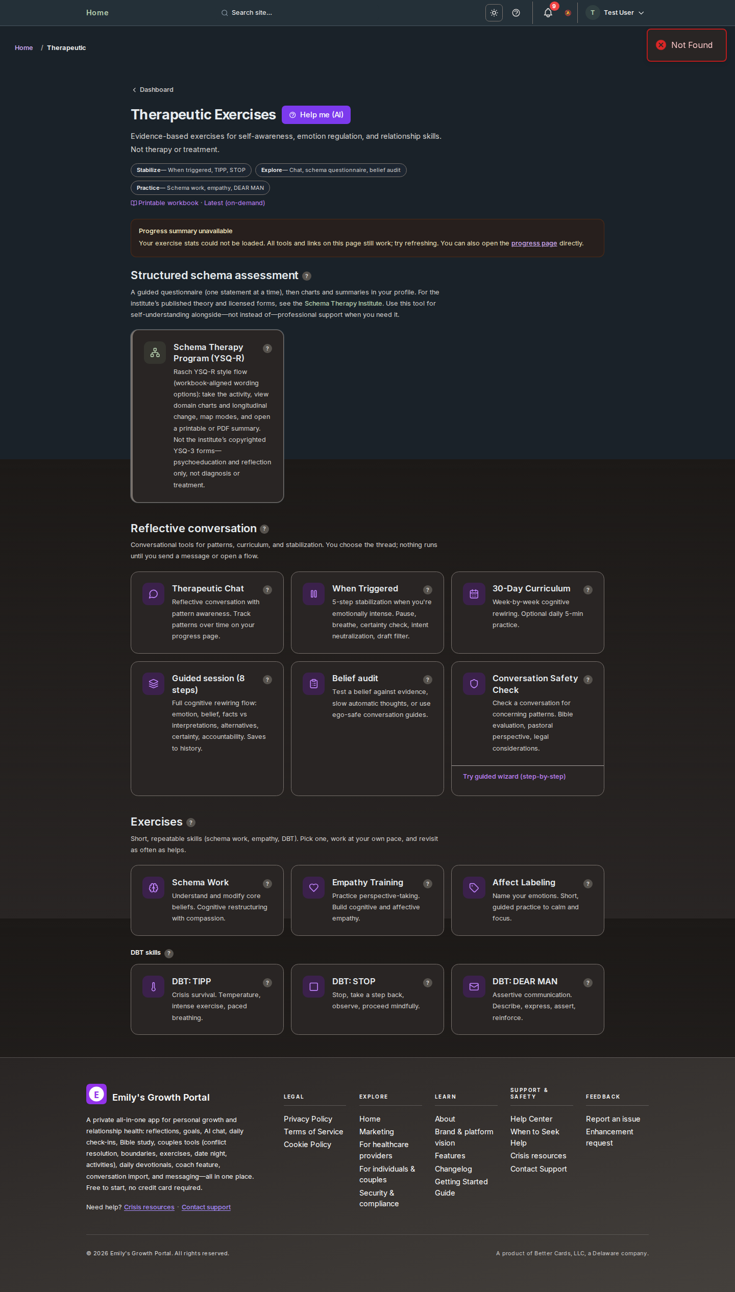 Screenshot: Therapeutic Exercises
